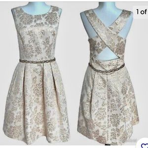 NWT Eliza J Gold floral cocktail dress.